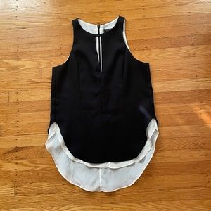 Rag & Bone silk blend, sleeveless blouse in black with white detail. Size XXS